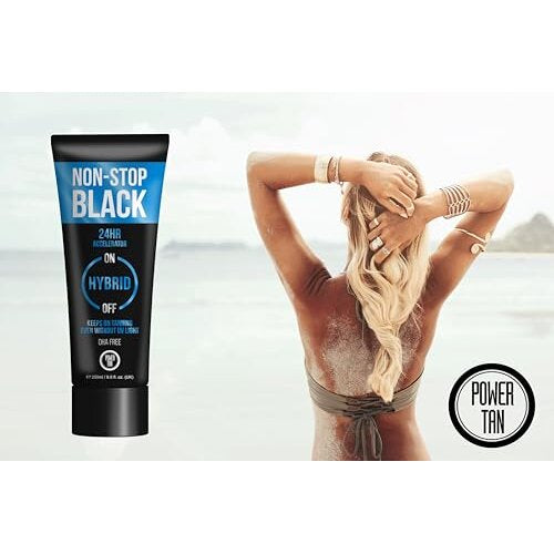 Power Tan Non-Stop Black Hybrid UV Sunbed Tanning Accelerator Lotion 250ml